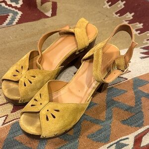 Sezane Yellow Suede Siena Sandals - 39